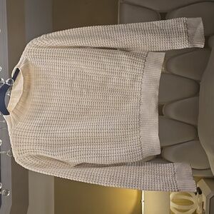 Theory Cream Ribbed Knit Sweater